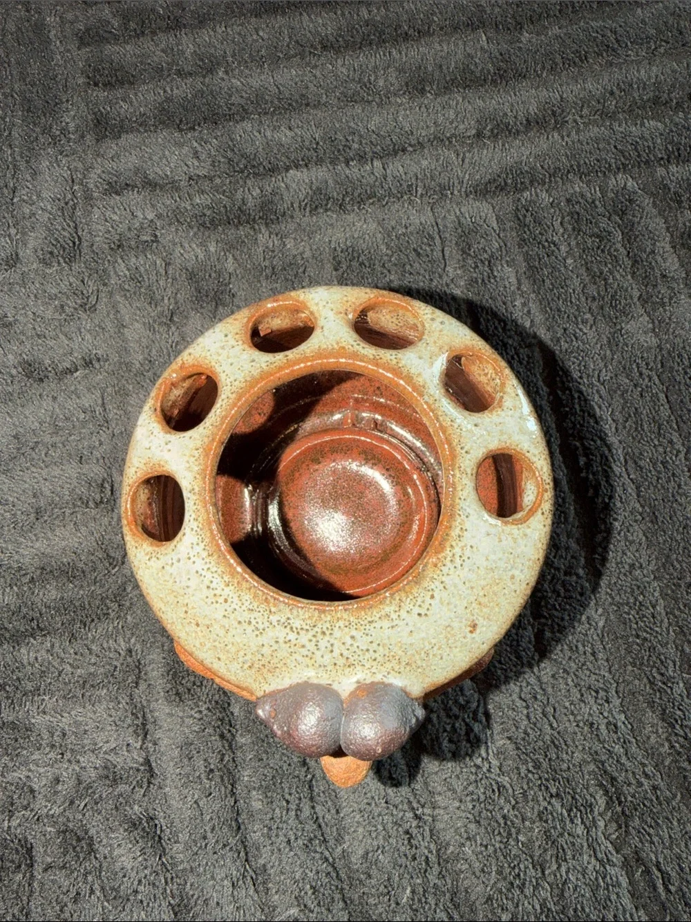 Vintage Ugly/ Funny Face Toothy Ceramic Smiling Toothbrush Holder - Brown/Beige